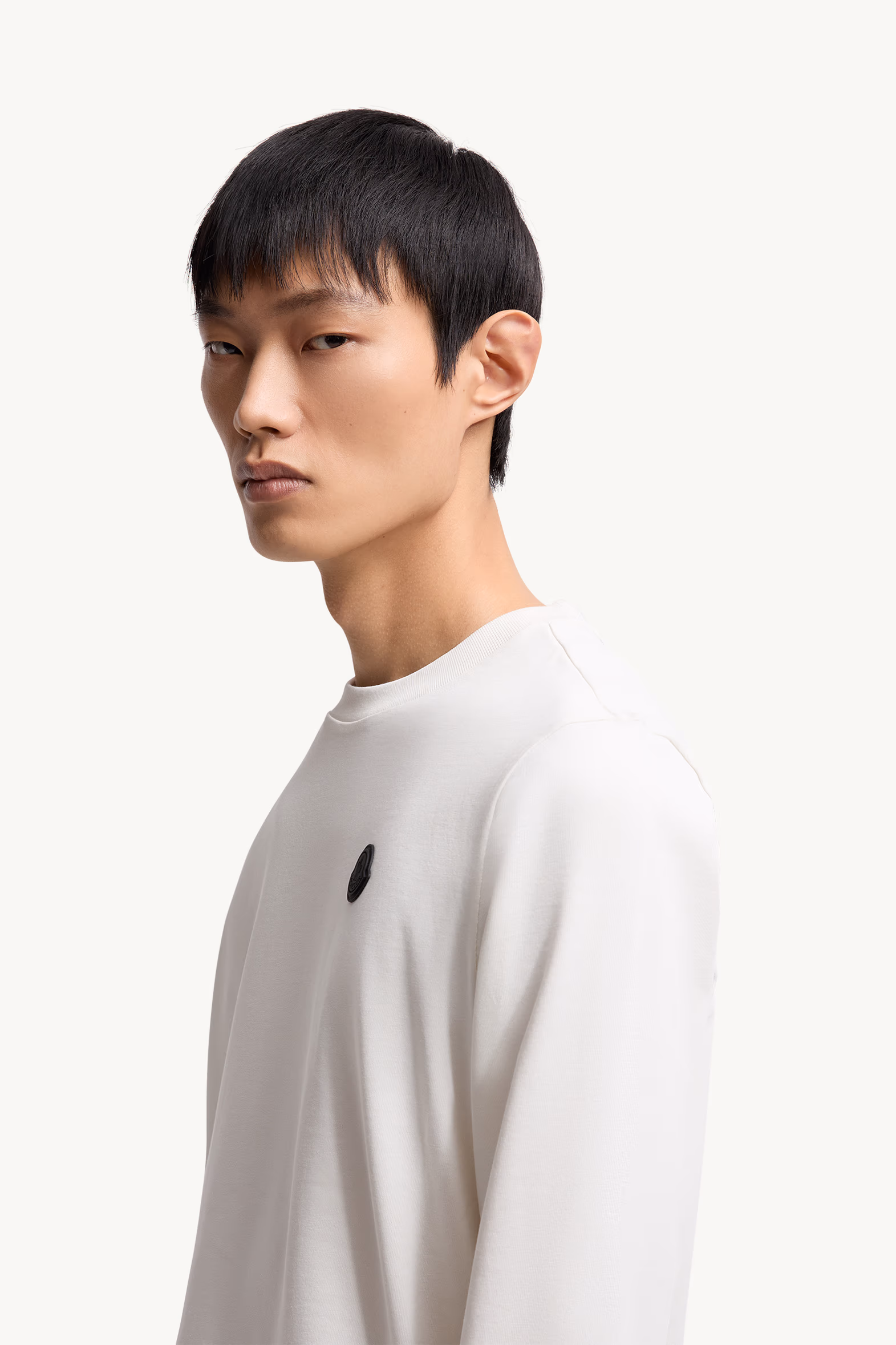 Graphic Logo Long Sleeve Cotton T-Shirt Men White Moncler 4